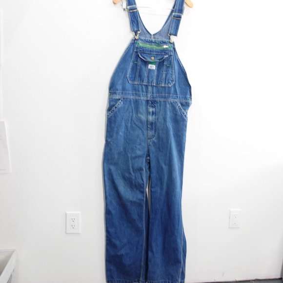 VINTAGE Liberty Overalls 36 Blue Denim Dungarees 90s Carpenter‎ Barn Work 36x29 - Picture 1 of 14